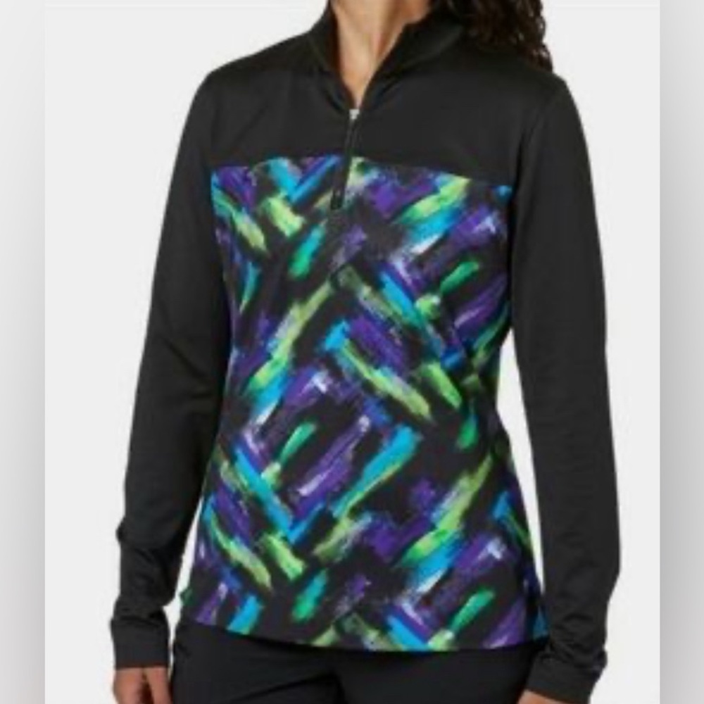 NWT Slazenger hydro-dry printed city lights 1/4 zip black size small